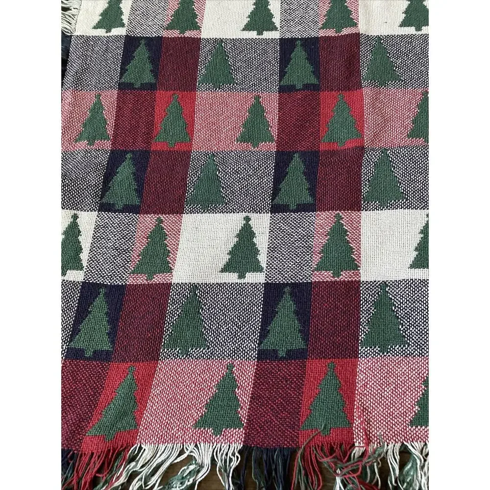 Afghan Knitted Throw Blanket 50X60 Trees Holiday Xmas Christmas Reversible Read!